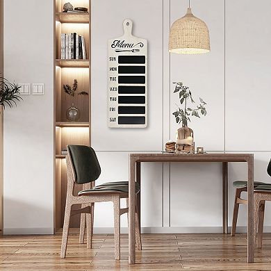 Parisloft Whitewashed Wood Chalkboard Weekly Menu Planner for Kitchen, Dining Room, 23.6"H