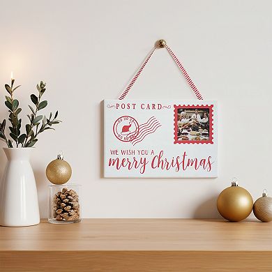 Parisloft We Wish You A Merry Christmas Wood Wall Plaque with 3x3 inch Photo Frame