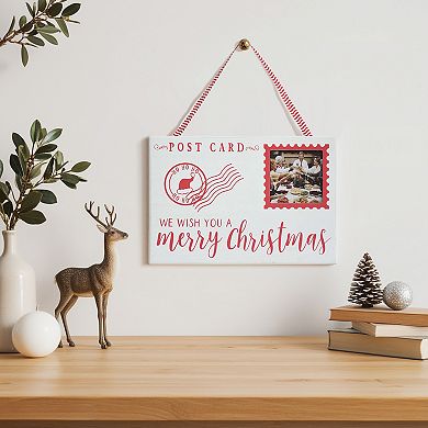 Parisloft We Wish You A Merry Christmas Wood Wall Plaque with 3x3 inch Photo Frame