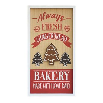 Parisloft Wood Framed Gingerbread Wall Sign - Always Fresh Gingerbread, Bakery, Made with Love Daily