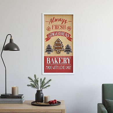 Parisloft Wood Framed Gingerbread Wall Sign - Always Fresh Gingerbread, Bakery, Made with Love Daily