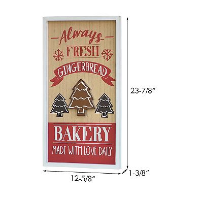 Parisloft Wood Framed Gingerbread Wall Sign - Always Fresh Gingerbread, Bakery, Made with Love Daily