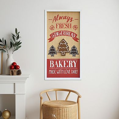 Parisloft Wood Framed Gingerbread Wall Sign - Always Fresh Gingerbread, Bakery, Made with Love Daily