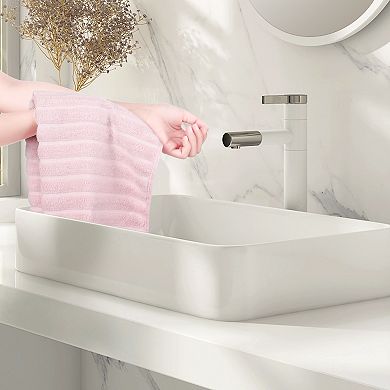 Cotton 4 Pack Hand Towels, Striped Pattern Comfort Towel for Bathroom 14" x 30"