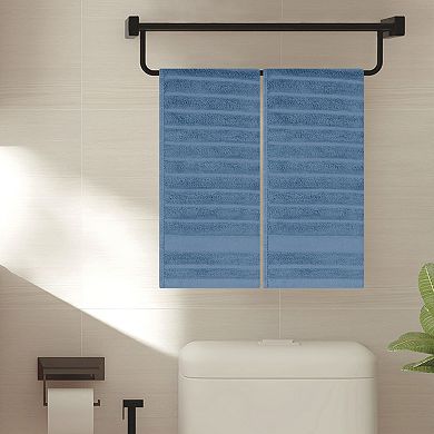 Cotton 4 Pack Hand Towels, Striped Pattern Comfort Towel for Bathroom 14" x 30"