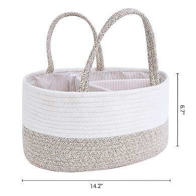 1 Pack Woven Storage Basket Bin with Divider and Handle for Blankets, Clothes, Shoes, Organizer Bin