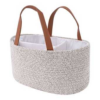 1 Pack Woven Storage Basket Bin with Divider and Handle for Blankets, Clothes, Shoes, Organizer Bin