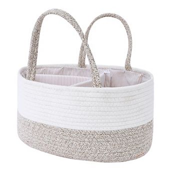 1 Pack Woven Storage Basket Bin with Divider and Handle for Blankets, Clothes, Shoes, Organizer Bin