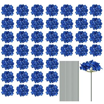 Silk Artificial Hydrangea Flowers, Artificial Flowers Heads with Stems, Full Hydrangea Flowers 64Set