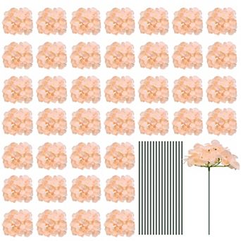 Silk Artificial Hydrangea Flowers, Artificial Flowers Heads with Stems, Full Hydrangea Flowers 64Set