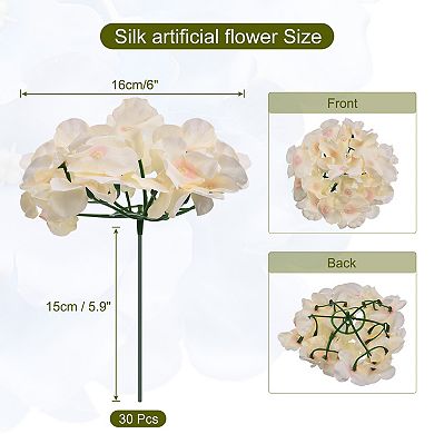 Silk Artificial Hydrangea Flowers, Artificial Flowers Heads with Stems, Full Hydrangea Flowers 30Set