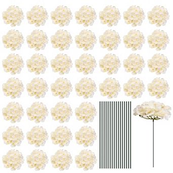 Silk Artificial Hydrangea Flowers, Artificial Flowers Heads with Stems, Full Hydrangea Flowers 30Set