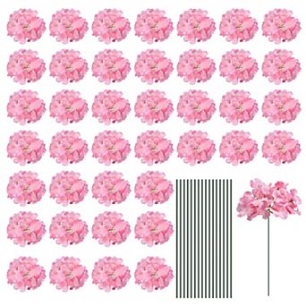 Silk Artificial Hydrangea Flowers, Artificial Flowers Heads with Stems, Full Hydrangea Flowers 30Set