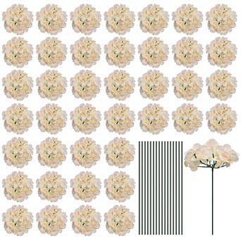 Silk Artificial Hydrangea Flowers, Artificial Flowers Heads with Stems, Full Hydrangea Flowers 30Set