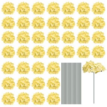 Silk Artificial Hydrangea Flowers, Artificial Flowers Heads with Stems, Full Hydrangea Flowers 30Set