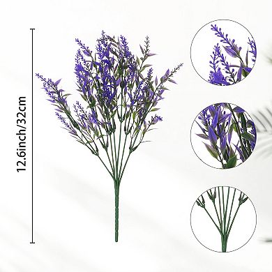 8 Pcs Artificial Lavender Bundle Fake Flowers Bouquet Faux Plastic Flowers