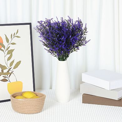 8 Pcs Artificial Lavender Bundle Fake Flowers Bouquet Faux Plastic Flowers