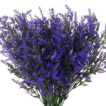 8 pc Artificial Lavender Bundle Fake Flowers Bouquet Faux Plastic Flowers