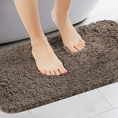 2 Pcs Bathroom Rug, Non Slip Extra Thick Microfiber Soft Plush Bath Mats Bathroom Mat 16" x 24"