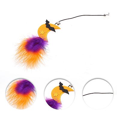 1Pcs Portable Moon Pattern Cat Playing Rod Replacement Yellow Orange Black Purple