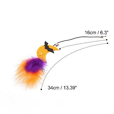 1Pcs Portable Moon Pattern Cat Playing Rod Replacement Yellow Orange Black Purple