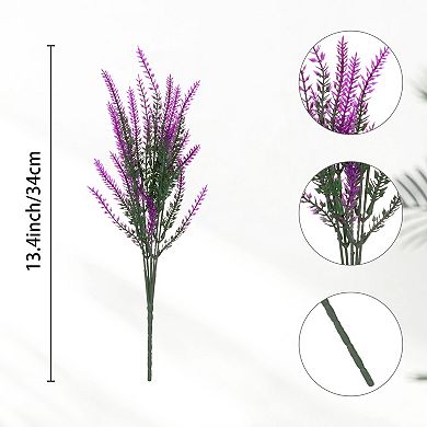 10 Bundles Lavender Fake Artificial Flowers Faux Plastic Plants Porch Window Indoor Outdoor