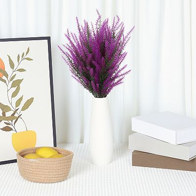 10 Bundles Lavender Fake Artificial Flowers Faux Plastic Plants Porch  Window Indoor Outdoor 13.4"