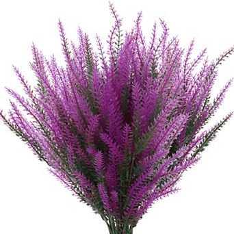 10 Bundles Lavender Fake Artificial Flowers Faux Plastic Plants Porch Window Indoor Outdoor