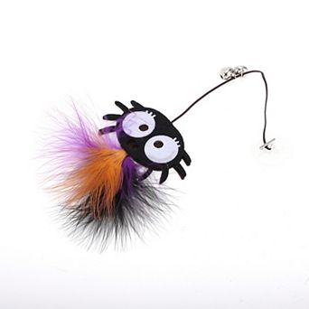 1 pc Portable Spider Pattern Cat Playing Rod Replacement for Indoor Orange Black