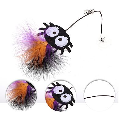 1Pcs Portable Spider Pattern Cat Playing Rod Replacement for Indoor Orange Black