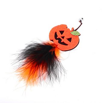 1 pc Portable Pumpkin Pattern Cat Playing Rod Replacement Orange Black