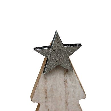 Parisloft Whitewashed Christmas Trees Wood Tabletop Decor, 18.9"L x 8.3"H