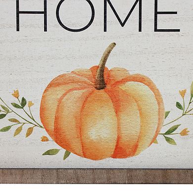 Parisloft Welcome to Our Home Wood Wall Fall Sign with Wood Beaded Hanger, 12 x 12 Inches