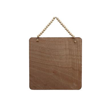 Parisloft Welcome to Our Home Wood Wall Fall Sign with Wood Beaded Hanger, 12 x 12 Inches