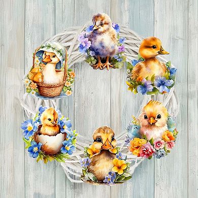 Spring Ducklings Wooden Clip-on Ornaments Set Of 6 By G. Debrekht