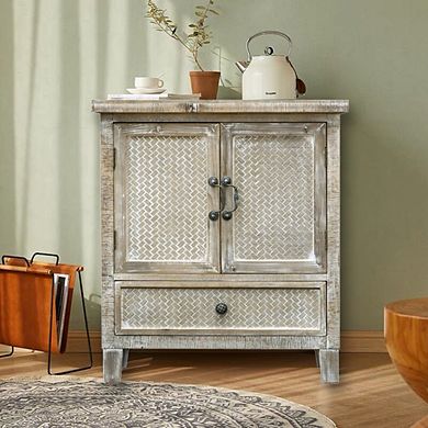 Parisloft Weathered Wood Cabinet with 1 Drawer and 2 Doors, 28.125" H