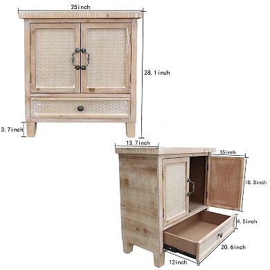 Parisloft Weathered Wood Cabinet with 1 Drawer and 2 Doors, 28.125" H