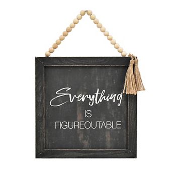 Rustic Wood Wall Sign with Inspirational Quote - Everything Is Figureoutable, 9.5 x 9.5 Inch