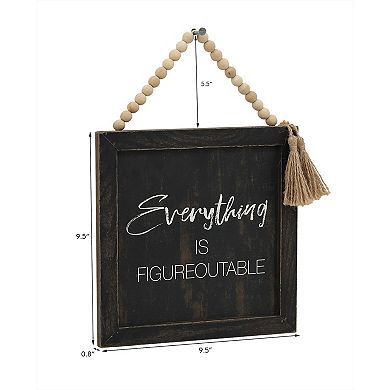 Rustic Wood Wall Sign with Inspirational Quote - Everything Is Figureoutable, 9.5 x 9.5 Inch