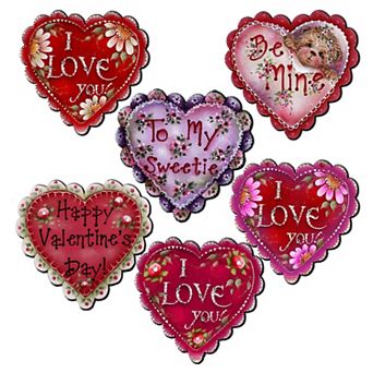 Hearts Of Love Decorative Wooden Clip-on Ornaments Set Of 6 By G. Debrekht