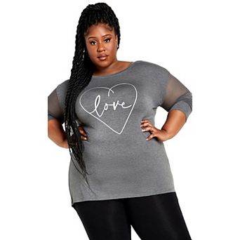 Avenue Women's Plus Size Mesh Sleeve Top