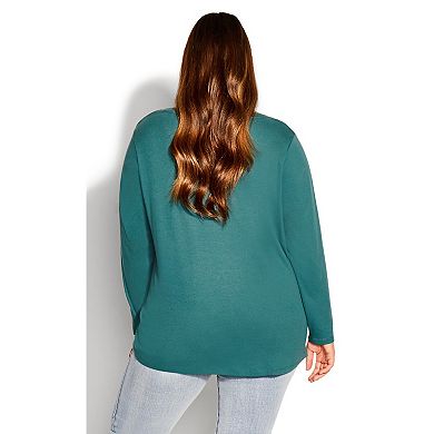 Avenue Women's Plus Size V-Neck Essential Long Sleeve Tee
