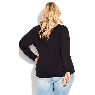 Avenue Women's Plus Size V-Neck Essential Long Sleeve Tee