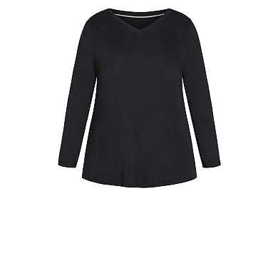 Avenue Women's Plus Size V-Neck Essential Long Sleeve Tee