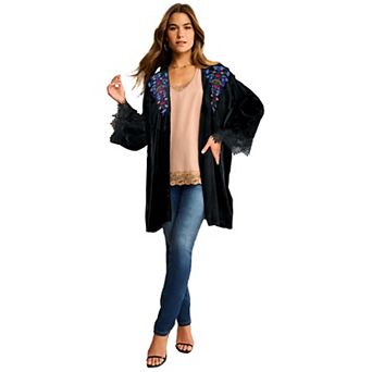 Roaman's Women's Plus Size Velour Embroidered wrap