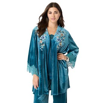Roaman's Women's Plus Size Velour Embroidered wrap