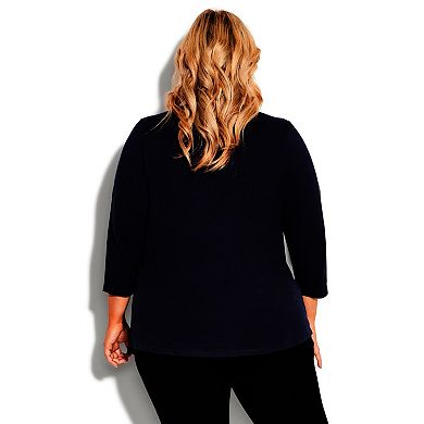 Avenue Women's Plus Size Notch Neck Plain Tee