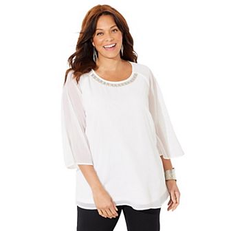 Catherines Women's Plus Size Petite Dazzling Blouse