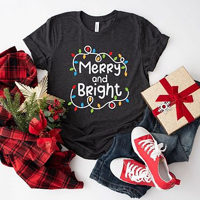 Merry And Bright Lights Short Sleeve Graphic Tee