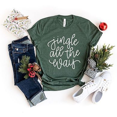 Jingle All The Way Cursive Short Sleeve Graphic Tee